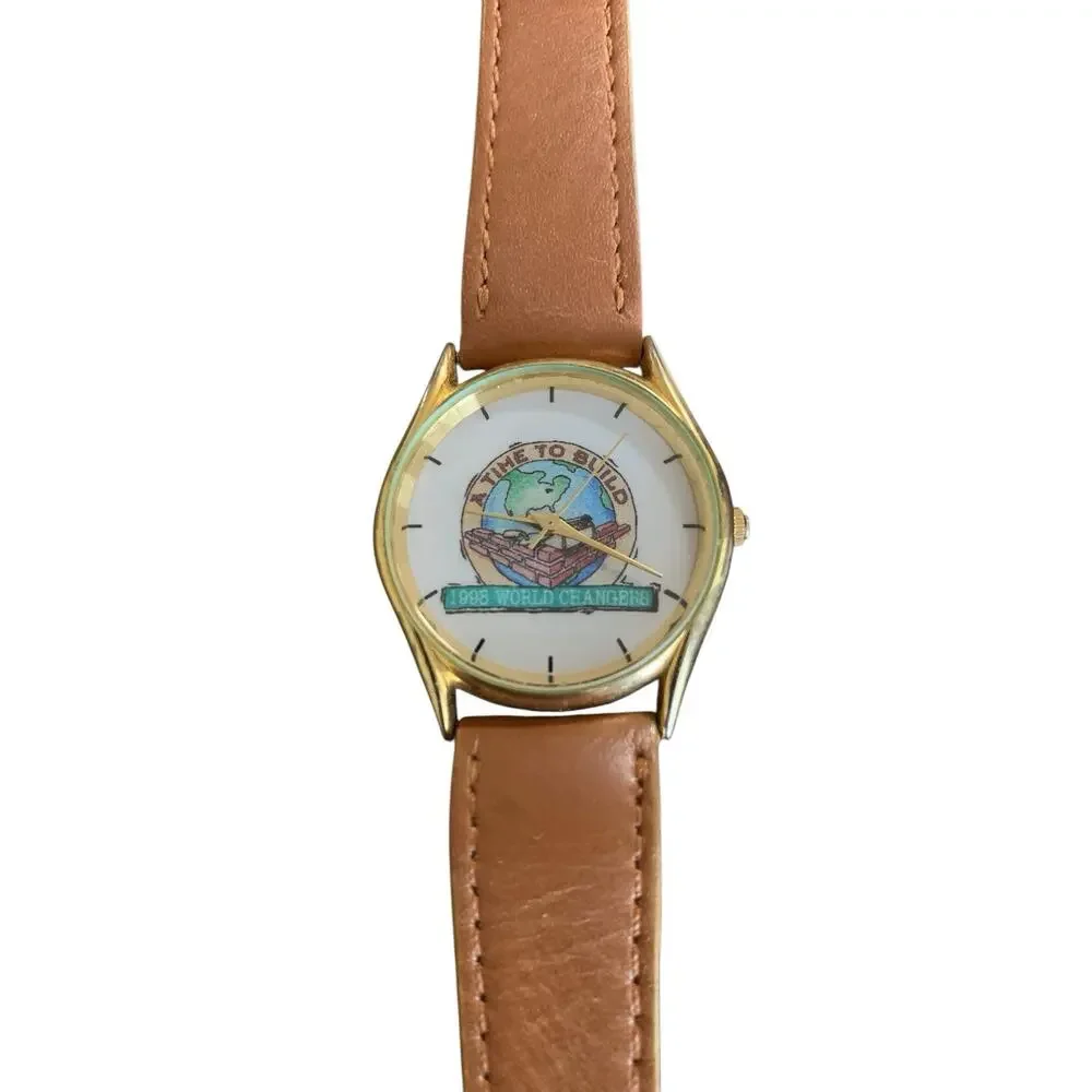 Vintage 1998 World Changers Southern Baptist Youth Mission Watch Tan Leather‎